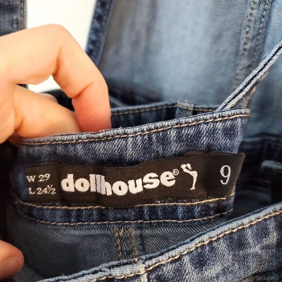 Dollhouse Faded Whiskered Denim Overalls - Picture 6 of 8